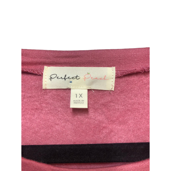 Perfect Peach Long Sleeve Pullover Crew Neck Sweatshirt Pink Women's Size 1X - Picture 4 of 9